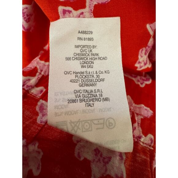 Candace Cameron Bure 1XP Floral Wide Leg Pants Stretchy Modal Spandex Red - Picture 7 of 9